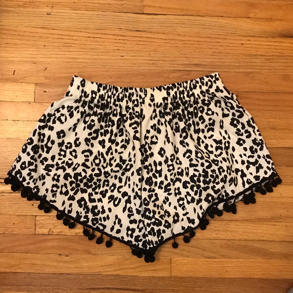 SABZ Cheetah Print Pom Pom Shorts